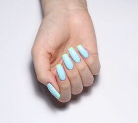how to put a spin on a classic manicure using a fun french tip hack, French tip nail art