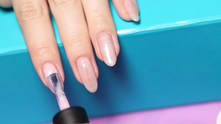 how to do gorgeous baby boomer nails step by step at home, Applying a second coat of pink nail polish