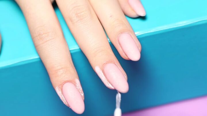 how to do gorgeous baby boomer nails step by step at home, Applying cuticle defender around the nails