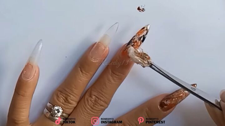 how to create unique look nail art using the cling wrap nail trick, Easy nail hack with cling wrap