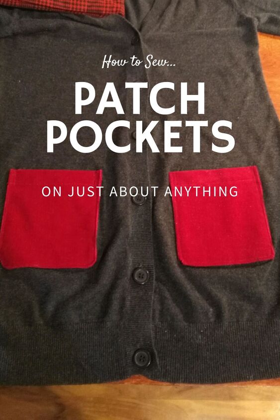 sew a patch pocket on anything elise s sewing studio, Upgrade an old sweater with new pockets