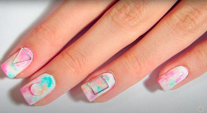 how to create cute nail art by painting nails with fingers, Adding a top coat to the nail design
