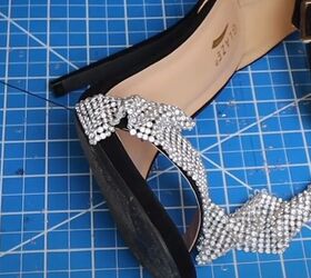 how to make stunning alexander wang inspired heels for 25, Gathering the crystal mesh fabric