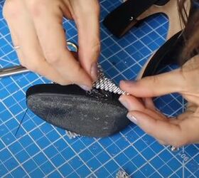 how to make stunning alexander wang inspired heels for 25, Gluing the edge to the strap
