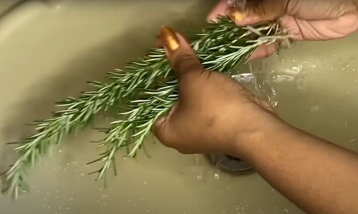 how to make use an effective diy rosemary oil for hair, Washing the rosemary to remove dirt and chemicals
