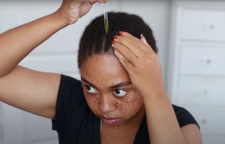 how to make use an effective diy rosemary oil for hair, Applying homemade rosemary oil to the scalp