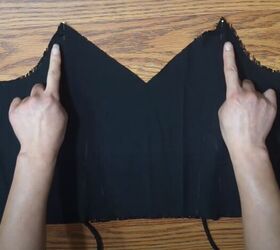 how to make a lace top with lining a step by step tutorial, Sandwiching the straps between the lace and lining