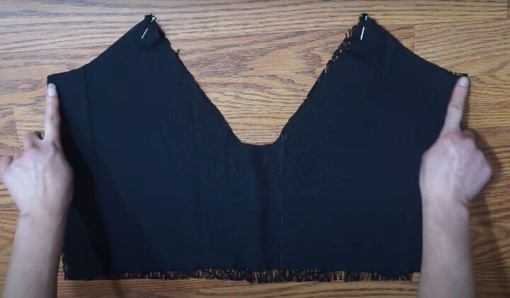 how to make a lace top with lining a step by step tutorial, Sewing the back pieces