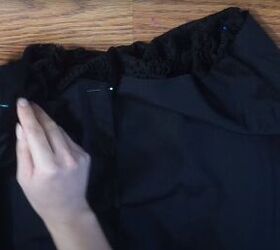how to sew a lace skirt without a pattern in 7 simple steps, Attaching the lining to the skirt