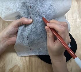 how to make a baseball cap out of an old pair of denim jeans, Tracing the pattern from a baseball cap