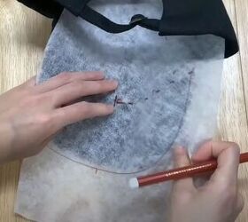 how to make a baseball cap out of an old pair of denim jeans, Tracing the brim of the cap