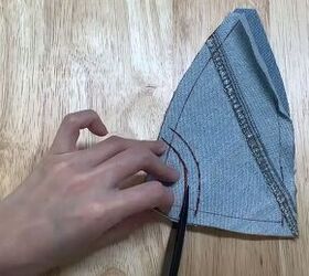how to make a baseball cap out of an old pair of denim jeans, Cutting the opening