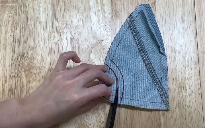 how to make a baseball cap out of an old pair of denim jeans, Cutting the opening