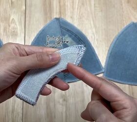 how to make a baseball cap out of an old pair of denim jeans, Sewing the facing