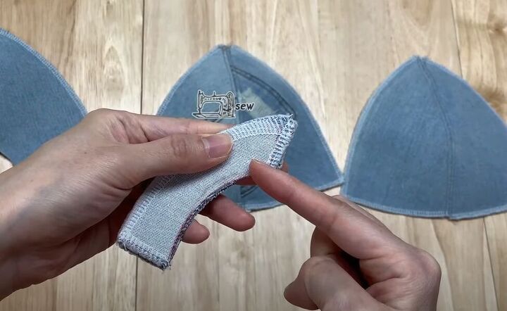 how to make a baseball cap out of an old pair of denim jeans, Sewing the facing