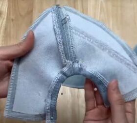how to make a baseball cap out of an old pair of denim jeans, Snipping into the seam allowance