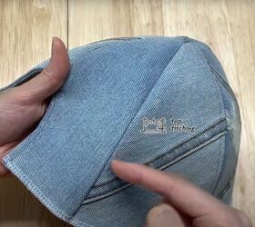 how to make a baseball cap out of an old pair of denim jeans, Topstitching the baseball cap seams
