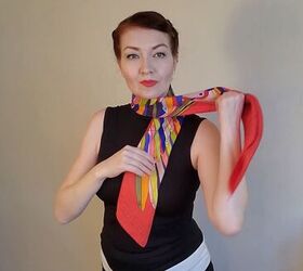 6 elegant audrey hepburn scarf styles how to wear them, Wrapping the scarf around the neck