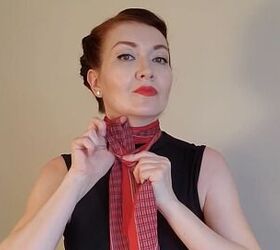 6 elegant audrey hepburn scarf styles how to wear them, Tying a knot in the scarf