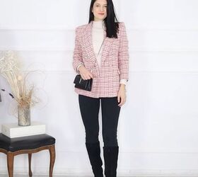 19 on trend black skinny jeans outfits to update your style, Skinny jeans and tweed blazer outfit