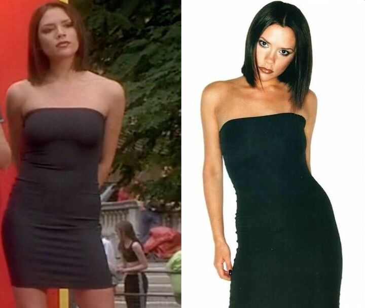 why every woman needs a little black dress history styling, Posh Spice wearing a strapless little black dress in the 90s