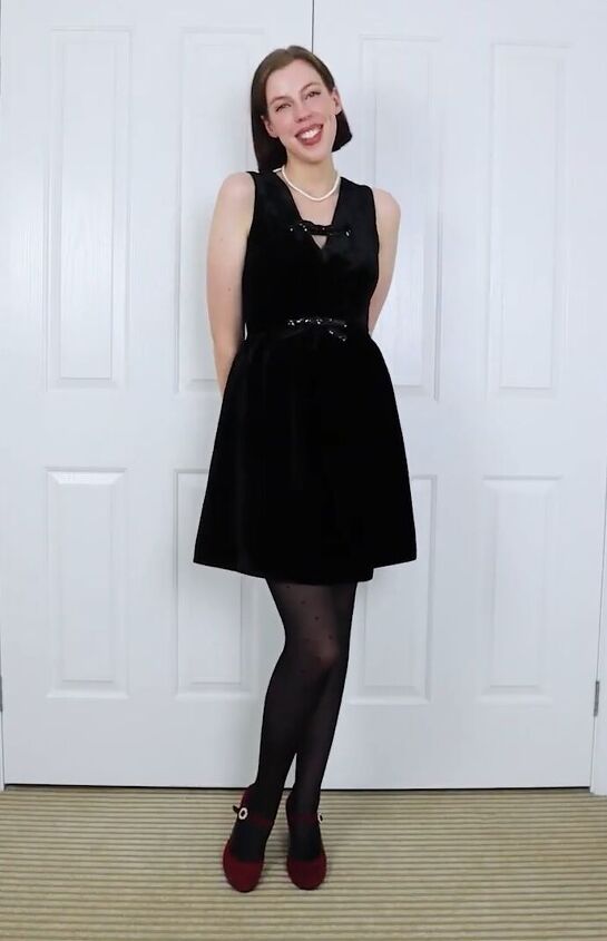 why every woman needs a little black dress history styling, Wearing a little black dress with black tights