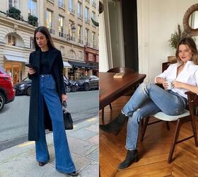 how to recreate the effortless french girl aesthetic, French girl wearing high rise mid wash blue jeans