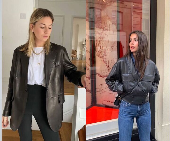 how to recreate the effortless french girl aesthetic, French girls wearing leather jackets