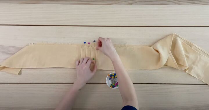 how to sew a diy peter pan collar dress using free patterns, How to pleat