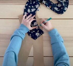 how to sew a diy peter pan collar dress using free patterns, Tracing out the new neckline