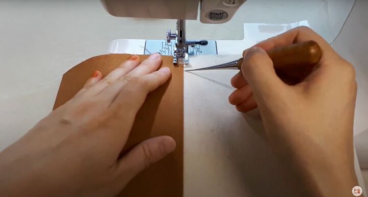 how to make a mini purse that can hold all your essentials, Topstitching the seams