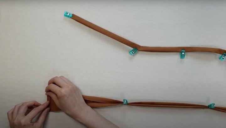 how to easily make a diy crossbody strap for a bag or purse, Clipping and hemming the strap