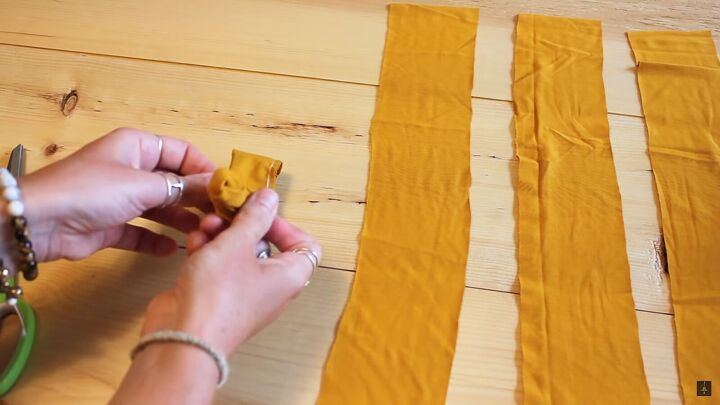 how to make a multi way wrap that can be a top shorts or skirt, Sewing the straps and flipping them right sides out