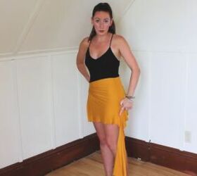 how to make a multi way wrap that can be a top shorts or skirt, Placing the skirt with a seam at the side