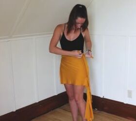 how to make a multi way wrap that can be a top shorts or skirt, Tying the straps around the waist