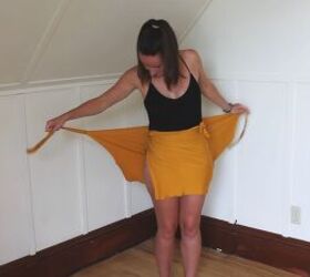 how to make a multi way wrap that can be a top shorts or skirt, Wrapping the second piece behind you