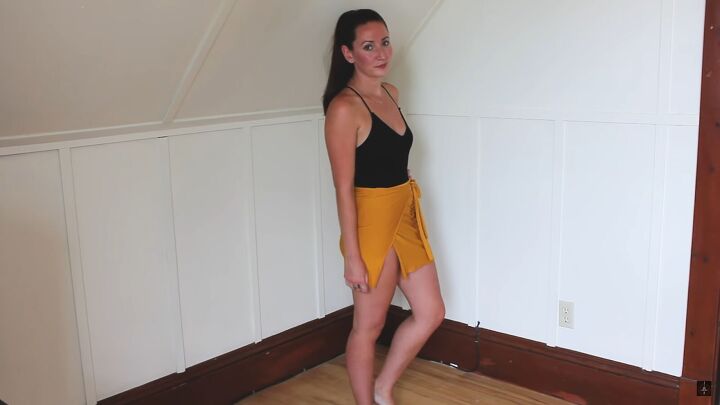 how to make a multi way wrap that can be a top shorts or skirt, DIY wrap skirt with a side slit