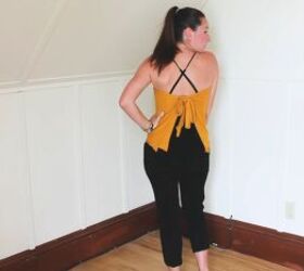 how to make a multi way wrap that can be a top shorts or skirt, Tying the wrap in the back