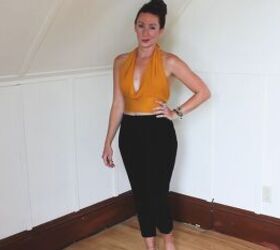 how to make a multi way wrap that can be a top shorts or skirt, DIY wrap styled as a halter top