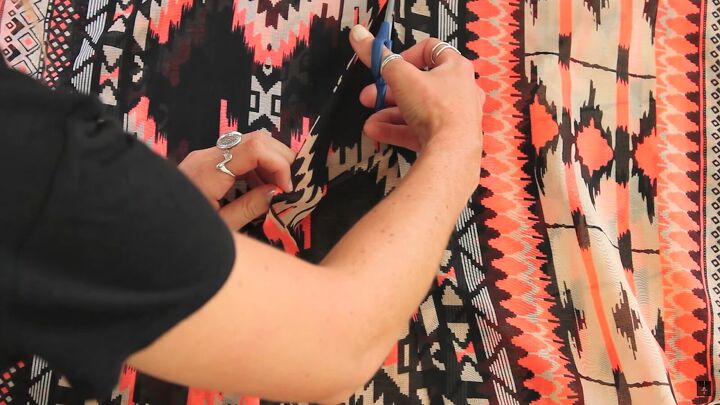 how to make a diy kimono scarf in 5 quick simple steps, Cutting down the center