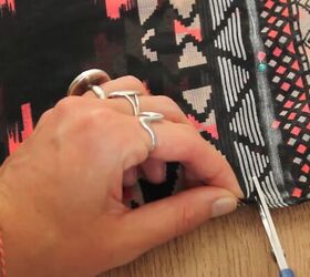 how to make a diy kimono scarf in 5 quick simple steps, Cutting an inch away from the chalk line