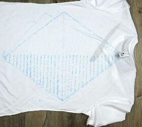 how to create a diamond with t shirt cutting weaving braiding, Drawing lines down half the diamond