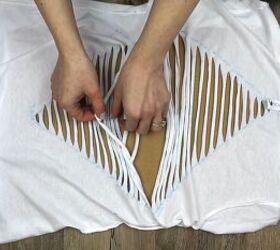 how to create a diamond with t shirt cutting weaving braiding, Step by step t shirt weaving