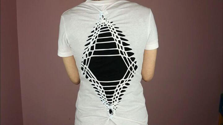 how to create a diamond with t shirt cutting weaving braiding, T shirt cutting weaving and braiding