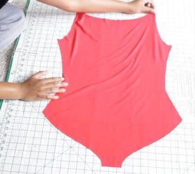 how to make a bodysuit with cute off the shoulder ruffles, Cutting out the bodysuit sewing pattern