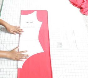 how to make a bodysuit with cute off the shoulder ruffles, Cutting out the bodysuit pattern