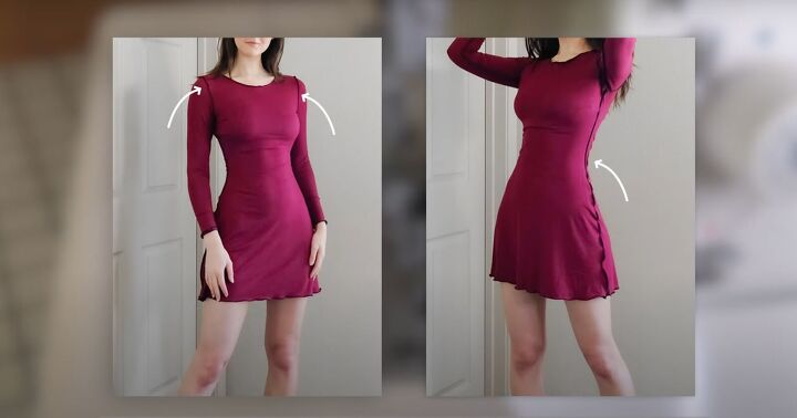 how to sew a mini dress with long sleeves in 8 simple steps, DIY mini dress with visible seams