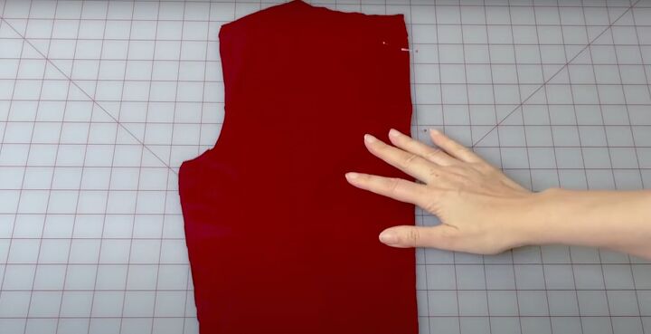 how to sew a mini dress with long sleeves in 8 simple steps, Pinning the center back ready to sew