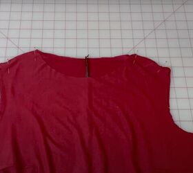 how to sew a mini dress with long sleeves in 8 simple steps, Pinning the shoulder seams ready to sew