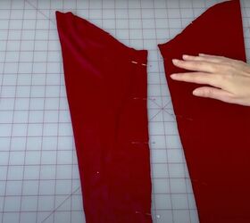 how to sew a mini dress with long sleeves in 8 simple steps, Pinning the sleeves ready to sew